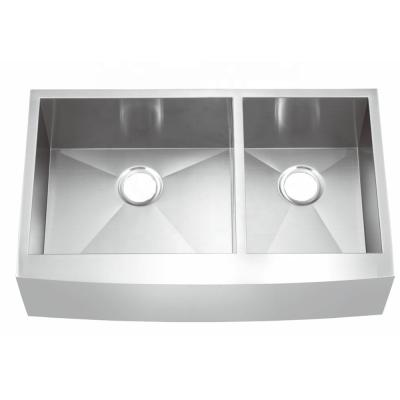 China Polished Stainless Steel Trough Sinks Commercial , Double Bowl Apron Front Sink for sale