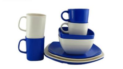 China Square Shape Melamine Tableware Sets , Anti - Bacteria Melamine Camping Dinnerware Sets for sale