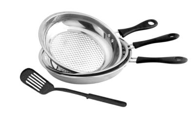 China Round Shape Stainless Steel Non Stick Frying Pan Set High Heat Resistant for sale