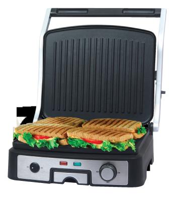 China Fully Open 4 Slice Panini Grill , Toaster Griller Sandwich Maker With Ss Housing for sale