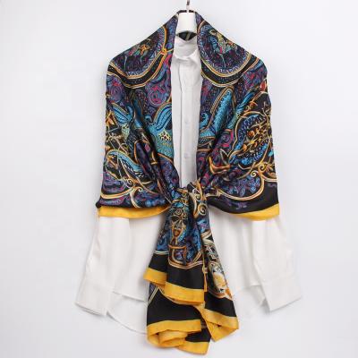 China Fashion Soft Elegant Luxury High Quality Women Beach Scarf Summer Twill Colorful Polyester Turkey Silk Scarves for sale