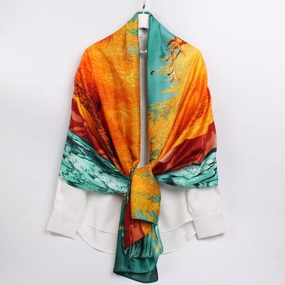 China Long 2021 New Fashion Lady Designer Scarf High Quality Elegant Silk Feeling Scarves Smoothly for sale