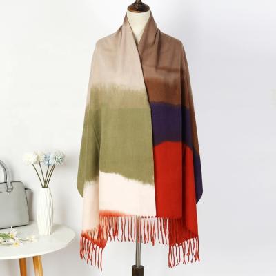 China New Fashion Color Printing Winter Wholesale Soft Soft Shawl Elegant Feeling Women Cashmere Long Wraps Scarf for sale