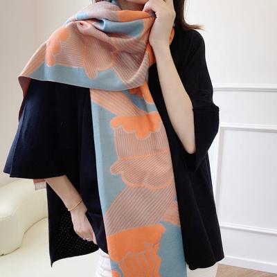 China Warm Luxury Brand Inspired Cashmere Winter Warm Striped Blanket Wear Wraps Foulard Shawls Scarf For Ladies for sale