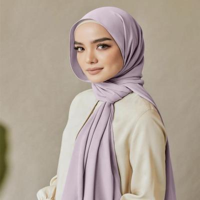 China Hot Selling Chiffon Fashion Soft Long Wraps Premium Solid Color Bubble Chiffon Hijab Scarves For Women for sale