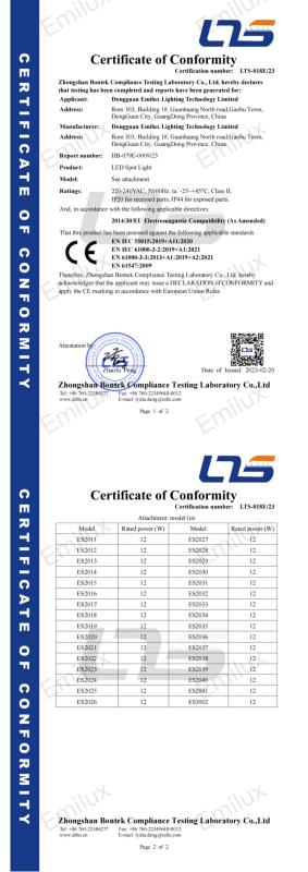 CE - Dongguan Emilux Lighting Technology Co.,Ltd