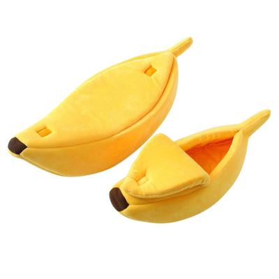 China Soft Warm Cat House Christmas Pet Bed Cat Cuddle Bed Lovely Eco-Friendly Cute Banana Pet Supplies For Cats Kittens Rabbit Dogs Littles Play for sale