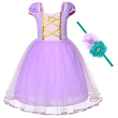 China Wholesale Breathable Fancy Carnival Bridesmaids Set Princess Dress Party Purple To Outfit Princess Girl's Sweet Lovely Apparel for sale