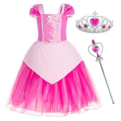 China Wholesale Breathable Fancy Carnival Girls Set Princess Dress Party Pink To Outfit Sweet Princess Girl's TV And Movie Costumes for sale