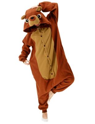 China 2021 Design Brown Bear Onesie Women Pajamas Halloween Carnival Funny Animal Adult Wholesale Family Breathable Funny Party Sleepwear for sale