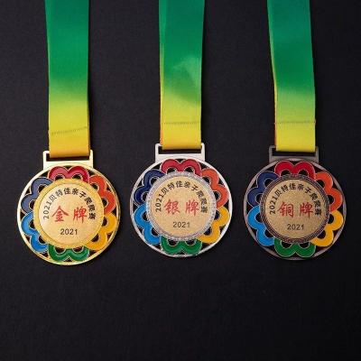 China Custom Wholesale Gold Silver Copper Running Medal Flower Medal China Rainbow Kids Medals for sale