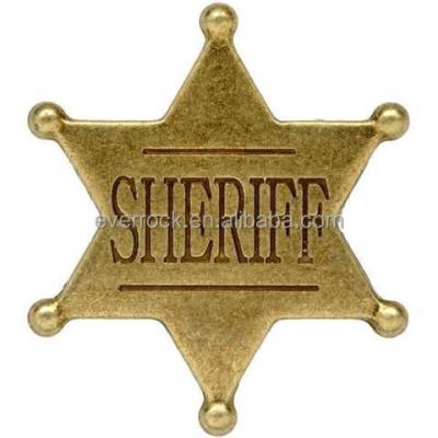 China Wholesale South America Souvenir Metal Star Custom Engraved Personalized Sheriff Badge for sale