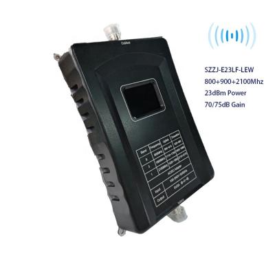 China Indoor 75dB 800/900/2100Mhz Signal Amplifier Triple Band Cell Phone Signal Repeater Repeater Booster Network For Home Indoor Solution for sale