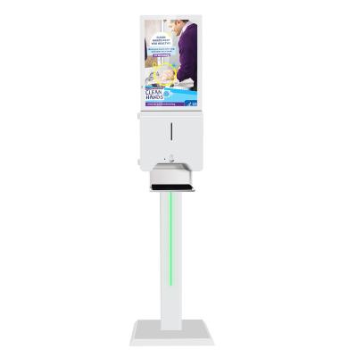 China Original Factory Floor Standing or Wall Mounted TV Digital Signage Automatic Hand Sanitizer Dispenser Kiosk with 21.5