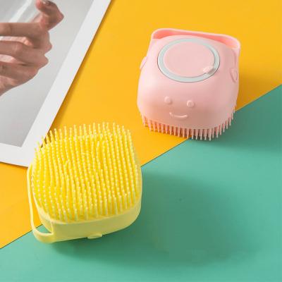 China Dog FUNN125 Dog Bath Brush Pet Massager Brush Shampoo Dispenser Silicone Soft Rubber Bristle for Dogs and Cats Shower Grooming for sale