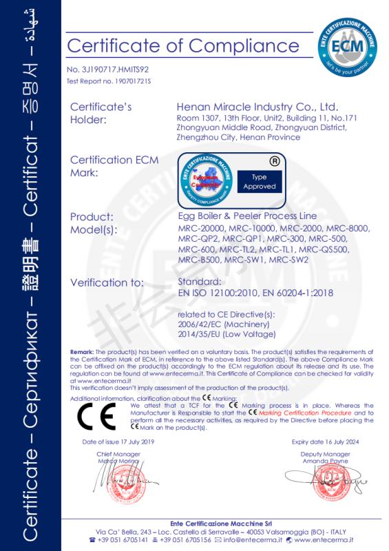 CE - Henan Miracle Industry Co., Ltd.