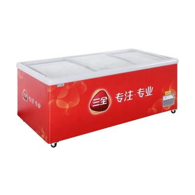 China Horizontal Business Sliding Glass Door Refrigerator Freezer for sale