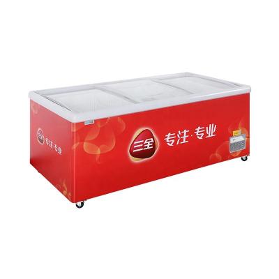 China Commercial Ice Cream Fish Showcase Sliding Glass Door Worktop Refrigerator for Shop for sale