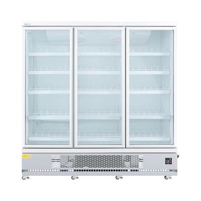 China three door upright beverage fridge chiller display refrigerator cooler for sale