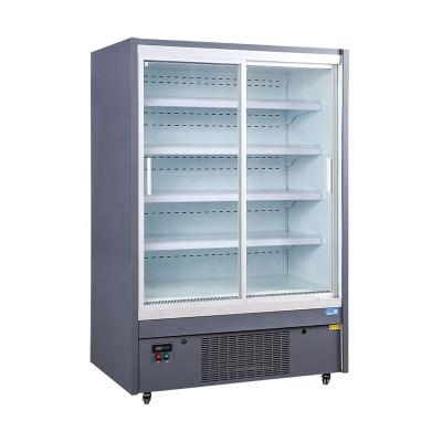 China Supermarket 2 Sliding Glass Door Upright Freezer Display Refrigerator for sale