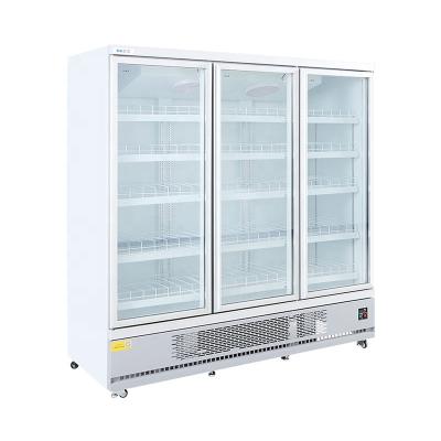 China Commercial supermarket refrigerated display case upright glass door freezer for sale