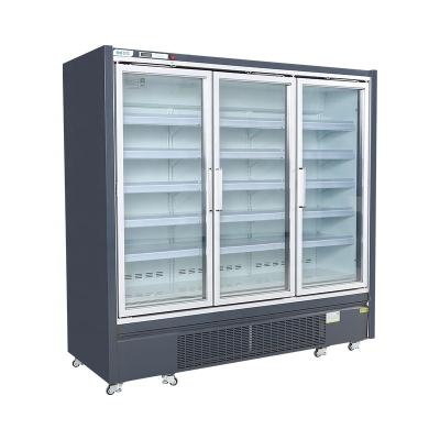 China Commercial vertical glass door frozen food display freezer for supermarket for sale