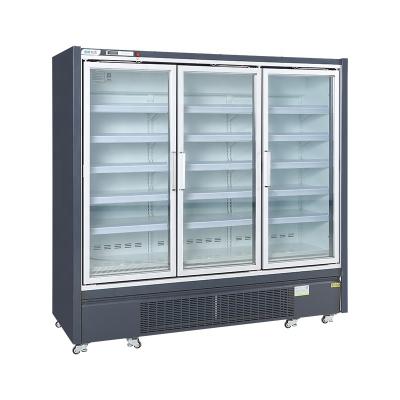 China Vertical automatic defrost glass door chiller freezer for commercial for sale