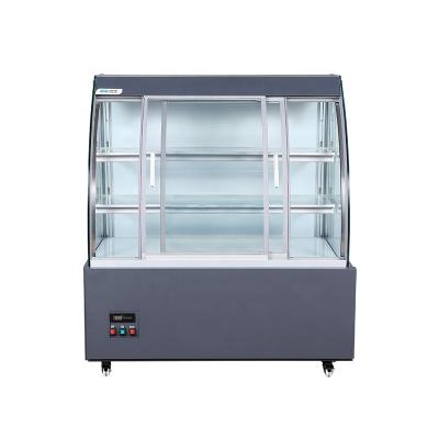 China Food Shop Curved Front Sliding Open Glass Door Small Display Refrigerator Cooler for sale