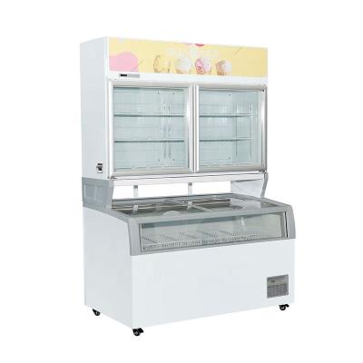 China Commercial combined type glass door freezer ice cream display chiller refrigerator for sale