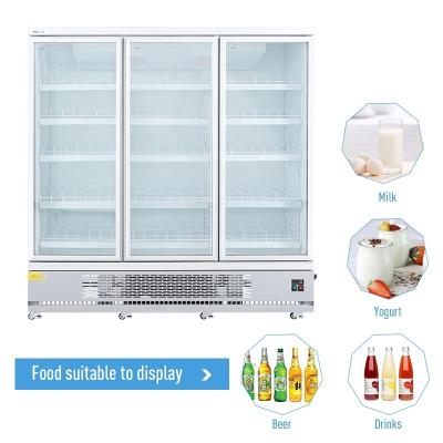 China Vertical display restaurant refrigerator fridge freezer with glass door for sale