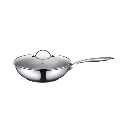 China Fashionable and Simple Handle Design Stainless Steel Multifunctional Sustainable Chinese Wok Made in China for sale