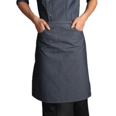 China Personalized Polyester Cotton Shorts Cafe Server Short Half Apron Waitress With TWO Pockets for sale