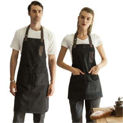 China Global Unisex 100% COTTON Work Protective Multi Pockets Work Protective Fashion Kitchen Apron With Logo For Restaurants Cafe Bar Home Kitchen for sale