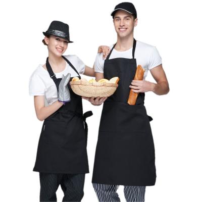 China Work Protection Personalized Custom Logo Print Kitchen Cooking Plain Aprons Polyester Cotton Sublimation Blank Aprons With Pockets for sale