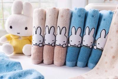 China 74*36cm 100% cotton cartoon MIFFY soft  care breathable face towel and hand towel for sale