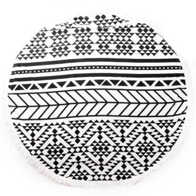 China 100% cotton large round beach towels customize design with low MOQ low price for sale