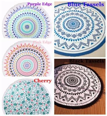 China Indian Mandala Round Roundie Beach Towel Tassel, Turkish Round Beach Towel with Tassel for sale