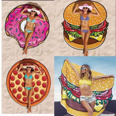 China Women Beach Cover Up Pareo Pizza Creative Shape Beach Mat Swimwear Cartoon Cloak mats Summer Saida De Praia for sale