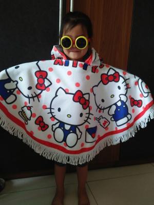 China Factory Small MOQ custom print lovely cartoon kids towel poncho beach towel poncho for sale