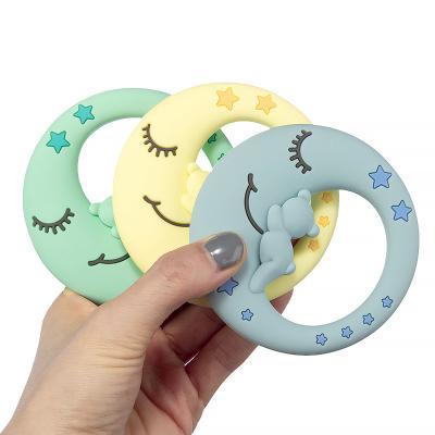 China Eco-friendly Material Hot Selling Bpa Free Cute Moon Bear Shape Teether Toy Food Grade Baby Chew Organic Soft Silicone Teether for sale