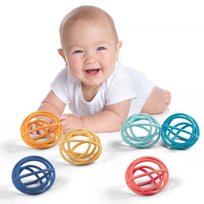 China 2022 Eco-friendly Material Bpa Free Silicone Baby Teether Toys Organic Food Wholesale Grade Stretchable Teether Ball for sale