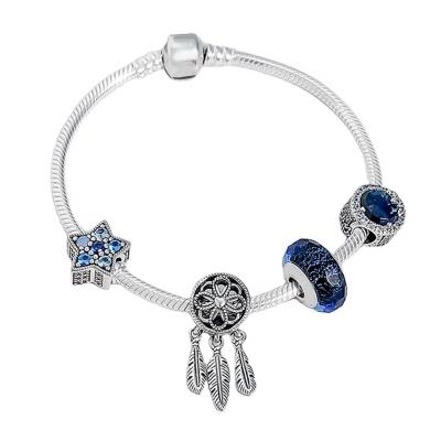 China 2020 Sterling Silver Fashion Jewelry TRENDY Women Jewelry Beads For Making Charm Blue Eye Beaded Bracelet Kids DIY Dream Catcher 925 for sale