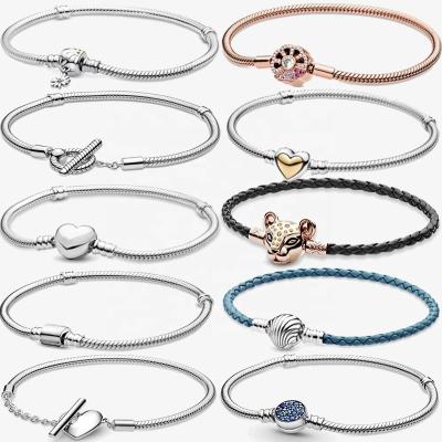 China CLASSIC sterling silver wholesale women style beads handmade designer diy to make jewelry charm bangle bracelet enamel inspired 925 for sale