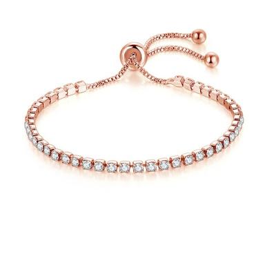 China 2020 Fashion Women Trendy Jewelry Adjustable Rose Gold Bracelet Zircon Silver 925 Charm Bracelets Woman Luxury Wholesale Chain for sale