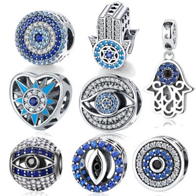 China FASHIONABLE Hand Jewelry Fatima Eye Bead Blue 925 Sterling Silver Bead Making Accessories Designer Charms For Bracelets for sale