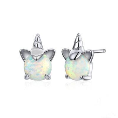 China 2020 Wholesale Fashionable Unicorn 925 Sterling Silver Luxury Cute Designer Statement Earrings pendientes small studs charms anime for sale