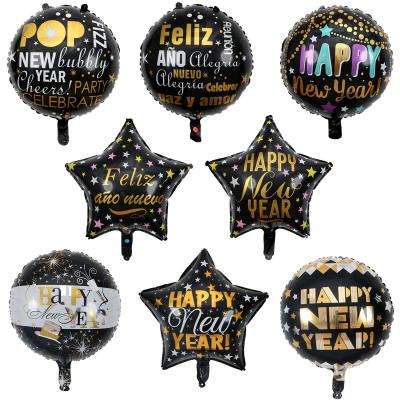 China Round New Year Foil Balloon Decorations Happy New Year Balloon For Christmas Home Party Air Balls Decoration New Year Decor Props for sale