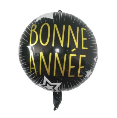 China Hot Sale 18inch French Round Aluminum Foil Balloon Happy New Year Air Ball Party Decoration Balloon HAPPY NEW YEAR Decorations for sale