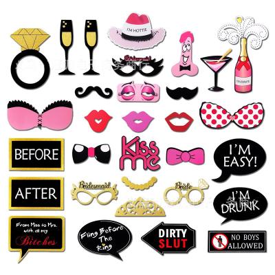 China Simple Decorations Pre-Wedding Party Queen 31 Pieces Photo Props Funny Photography Hen Party Funky Decoration Bride Bridesmaid Party Supplies for sale