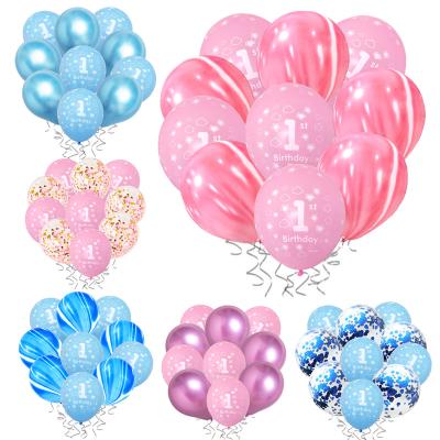 China Boy Girl First Birthday Baby Shower Decorations Latex Balloons Happy Birthday Gender Reveal 1st Birthday Foil Balloons for sale